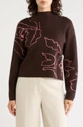 T Tahari Mock Neck Jacquard Sweater
