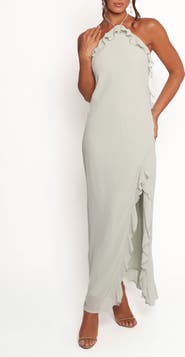 Petal & Pup Patricia Ruffle Detail Halter Neck Maxi Dress