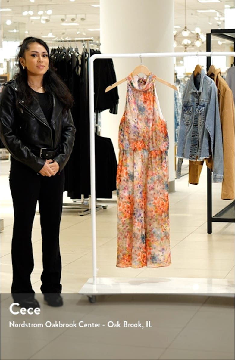 Metallic Floral Print Sleeveless Midi Dress, sales video thumbnail