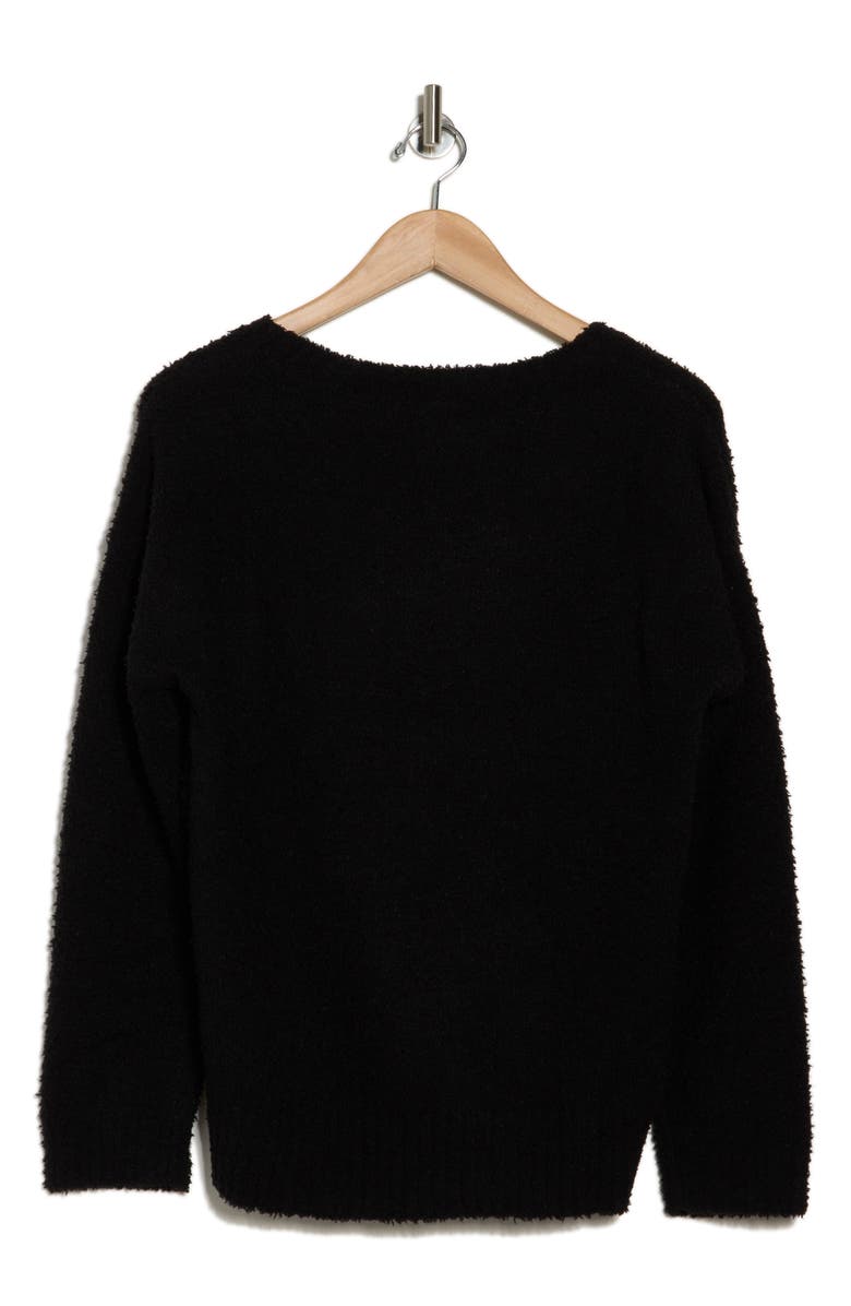 Bobeau Silky Plush Step Hem Sweater, Alternate, color, Black