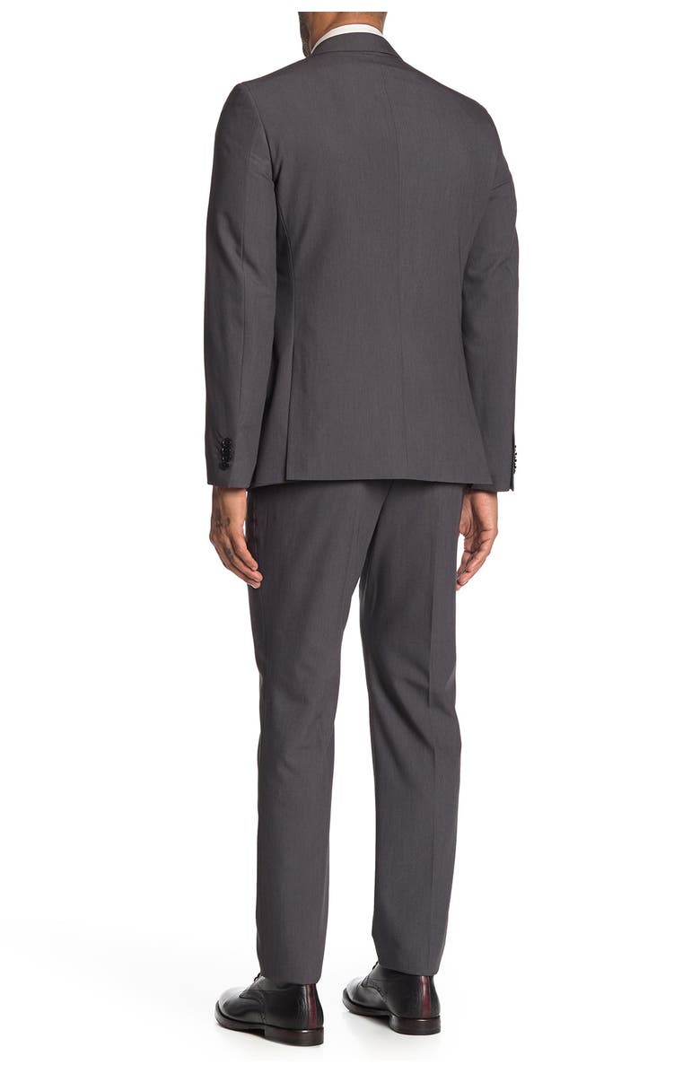 SAVILE ROW CO Brixton Grey Solid Two Button Notch Lapel Extra Trim Suit, Alternate, color, Grey