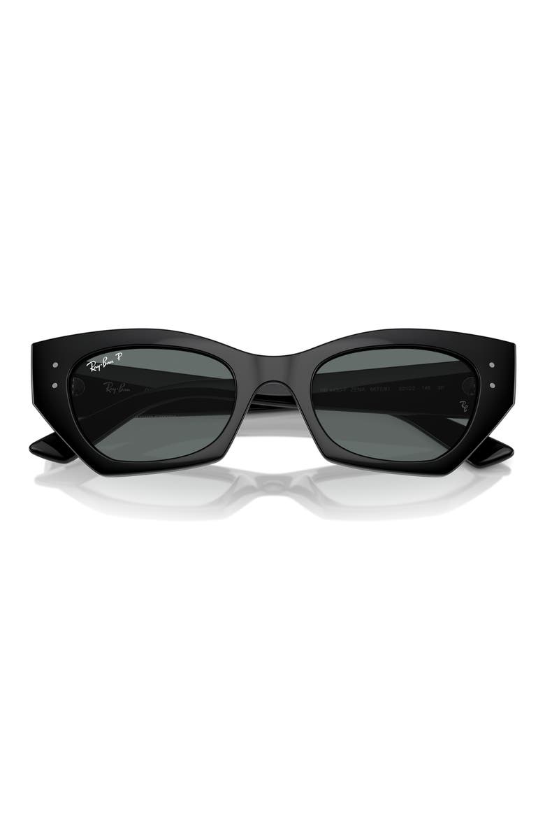 Zena 52mm Polarized Irregular Butterfly Sunglasses, Main, color, BLACK