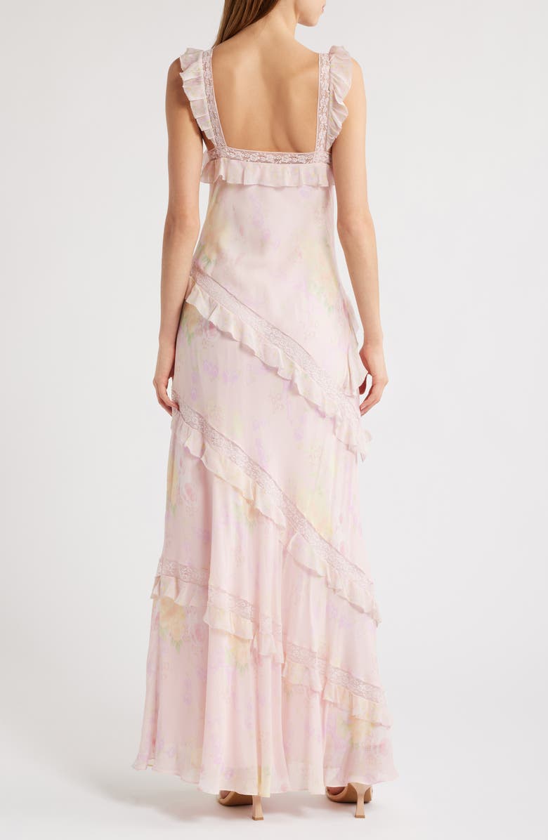 LoveShackFancy Radiance Ruffle Maxi Dress, Alternate, color, Strawberry Tart