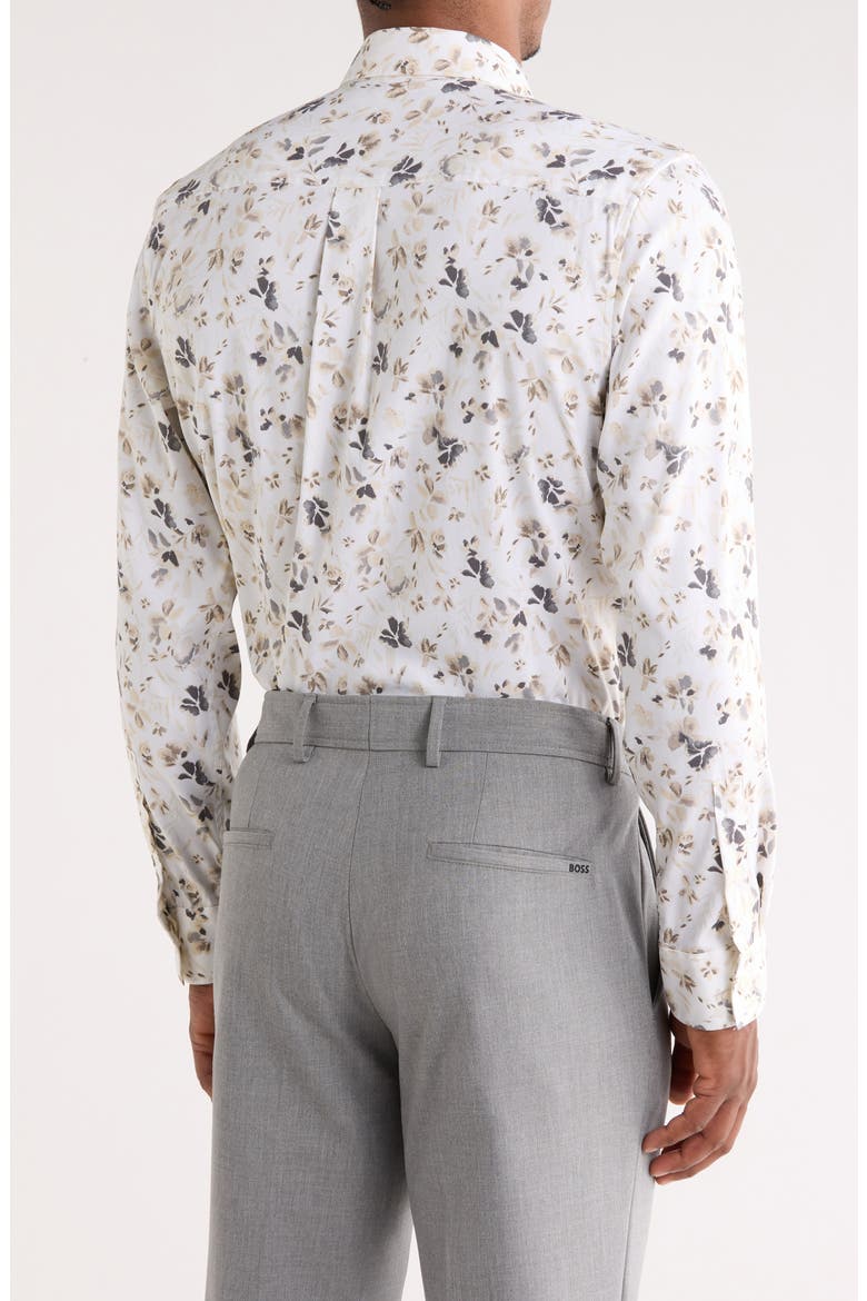 Floral Stretch Button-Up Shirt, Alternate, color, IVORY INKED FLORAL