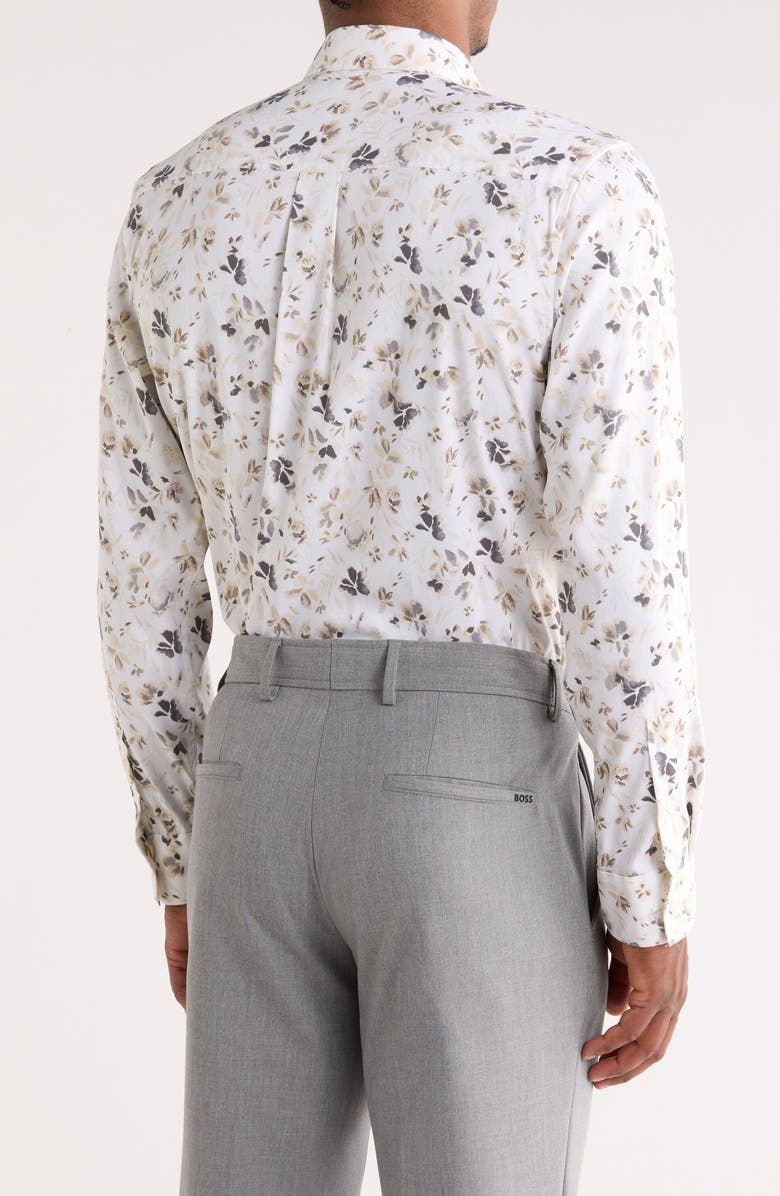 Nordstrom Floral Stretch Button-Up Shirt, Alternate, color, Ivory Inked Floral