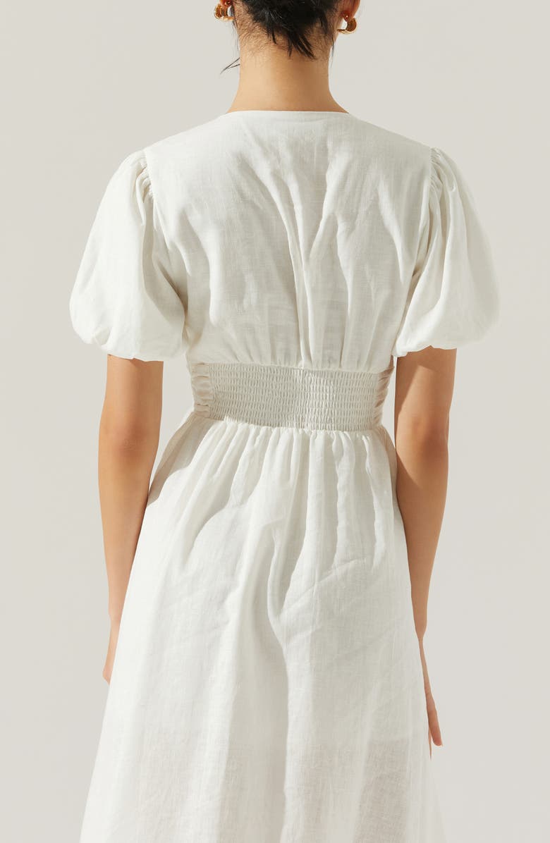 ASTR the Label Citrine Bow Linen & Cotton Midi Dress, Alternate, color,