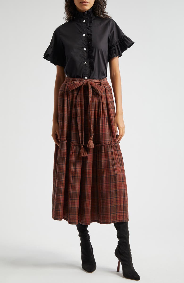 MILLE Vanessa Ruffle Detail Cotton Blouse, Alternate, color, 