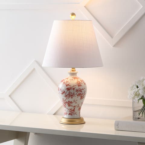 Grace French Country Cottage Ceramic/Iron Floral Urn LED Table Lamp