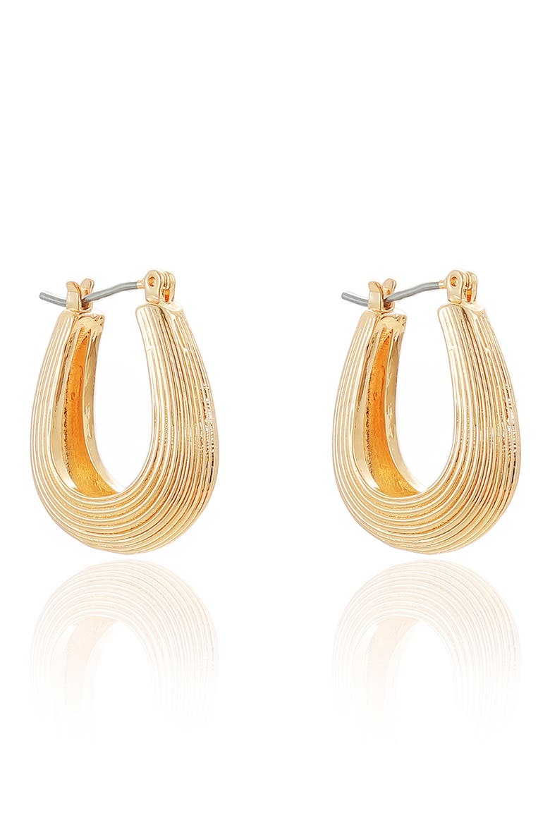 Chunky Ribbed Hoop Earrings, Alternate, color, GOLD