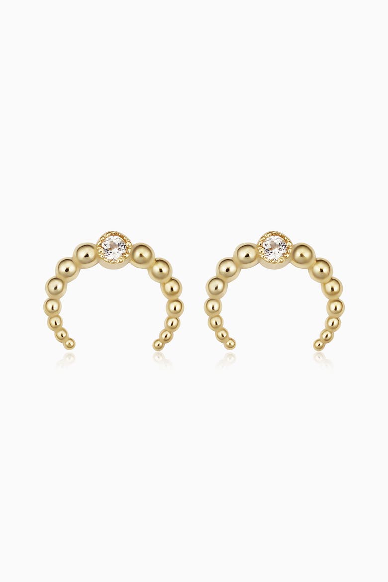 14K Yellow Gold Wall St. Beaded Mini Studs, Main, color, Yellow Gold