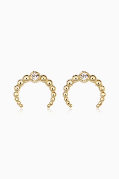 14K Yellow Gold Wall St. Beaded Mini Studs