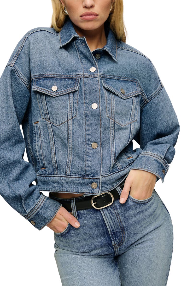 Reformation Rhodes Lived-In Denim Jacket, Main, color, Nosara