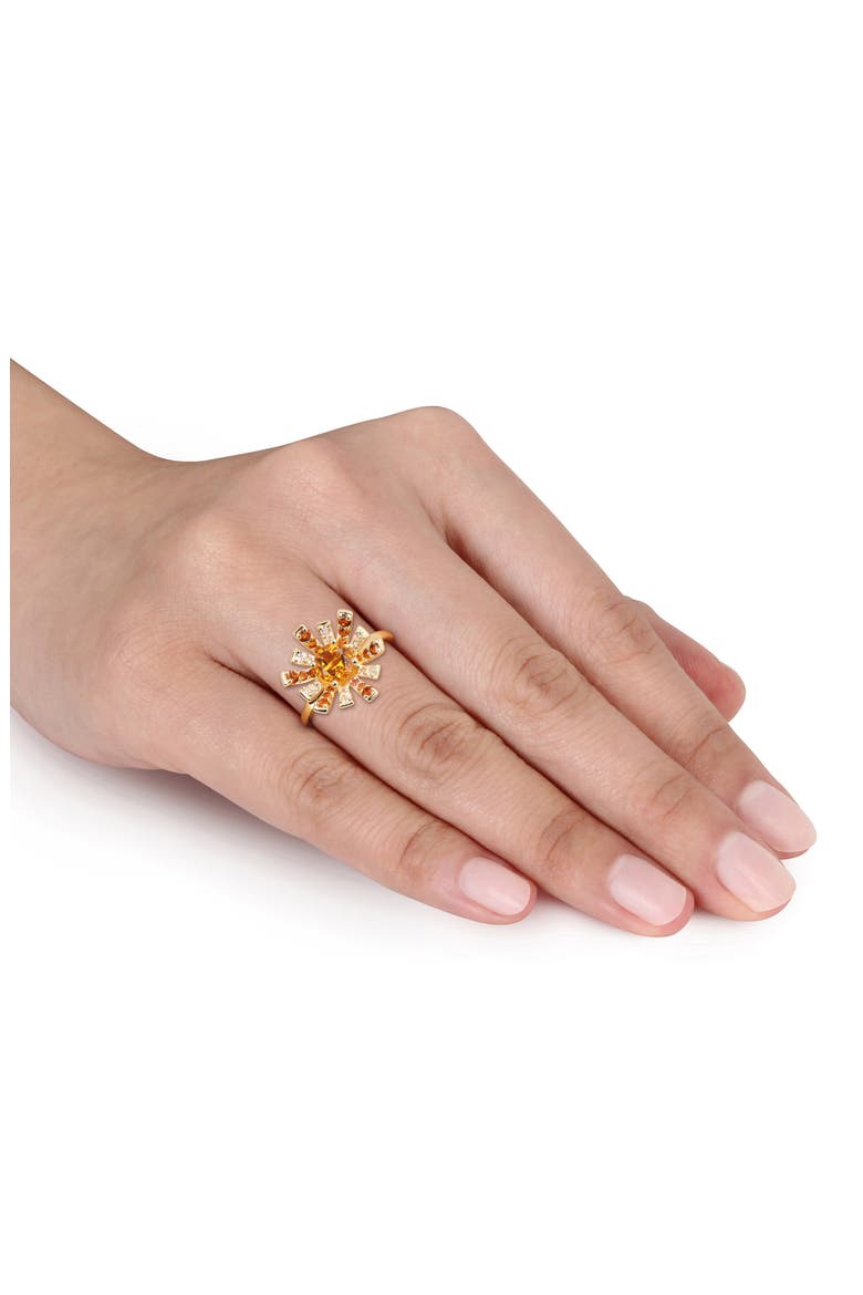 Red CZ Sunburst Ring, Alternate, color, YELLOW
