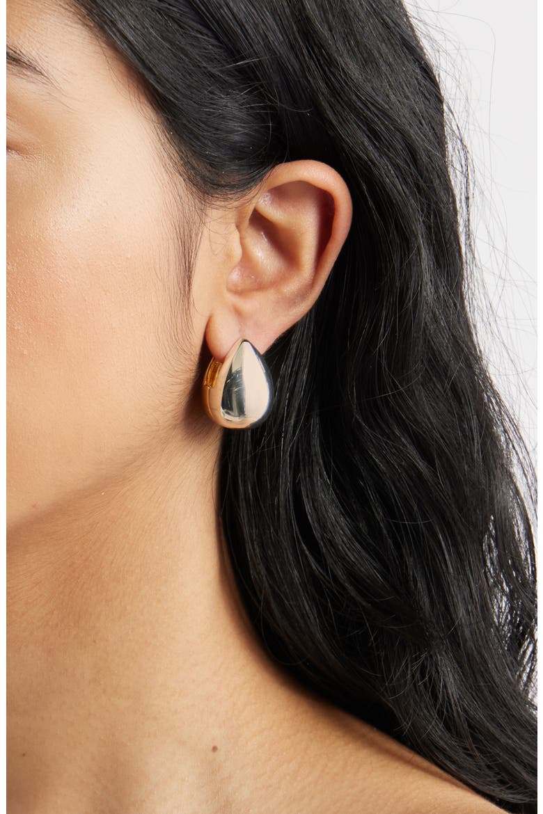 Polished Teardrop Huggie Earrings, Alternate, color, SILVER- GOLD