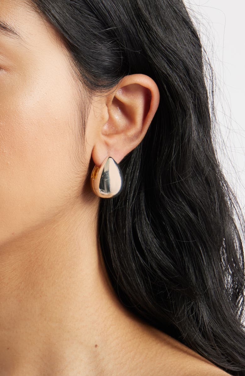 Nordstrom Polished Teardrop Huggie Earrings, Alternate, color, Silver- Gold