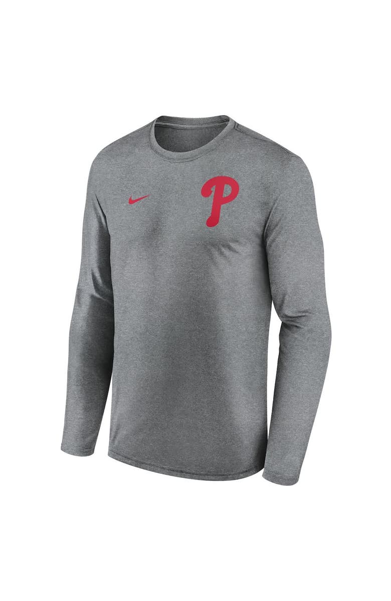 Nike Men's Nike Heather Charcoal Philadelphia Phillies 2-Hit Legend Performance Long Sleeve T-Shirt, Alternate, color, Heather Charcoal