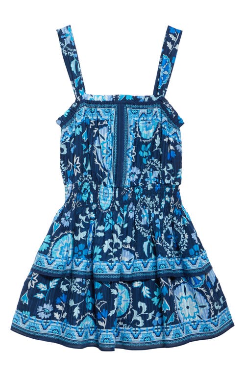 Ramy Brook Alicia Mixed Print Cotton Blend Minidress In Blue