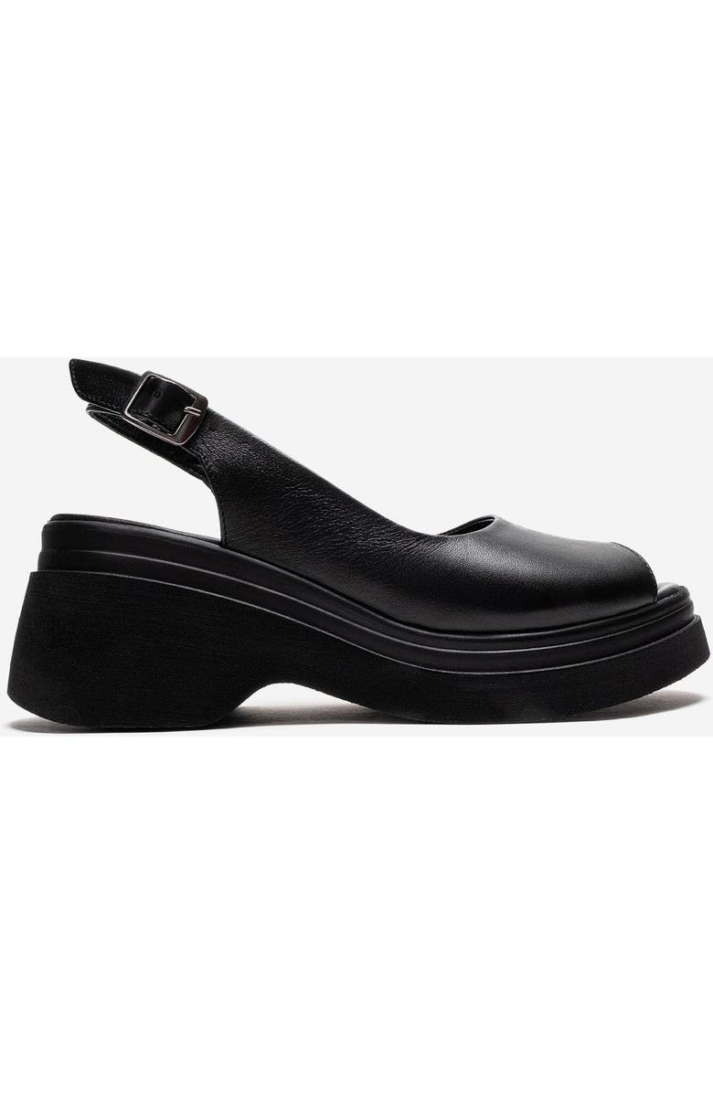 Forever & Always Shoes Laure Leather Wedge Sandal, Alternate, color, Black