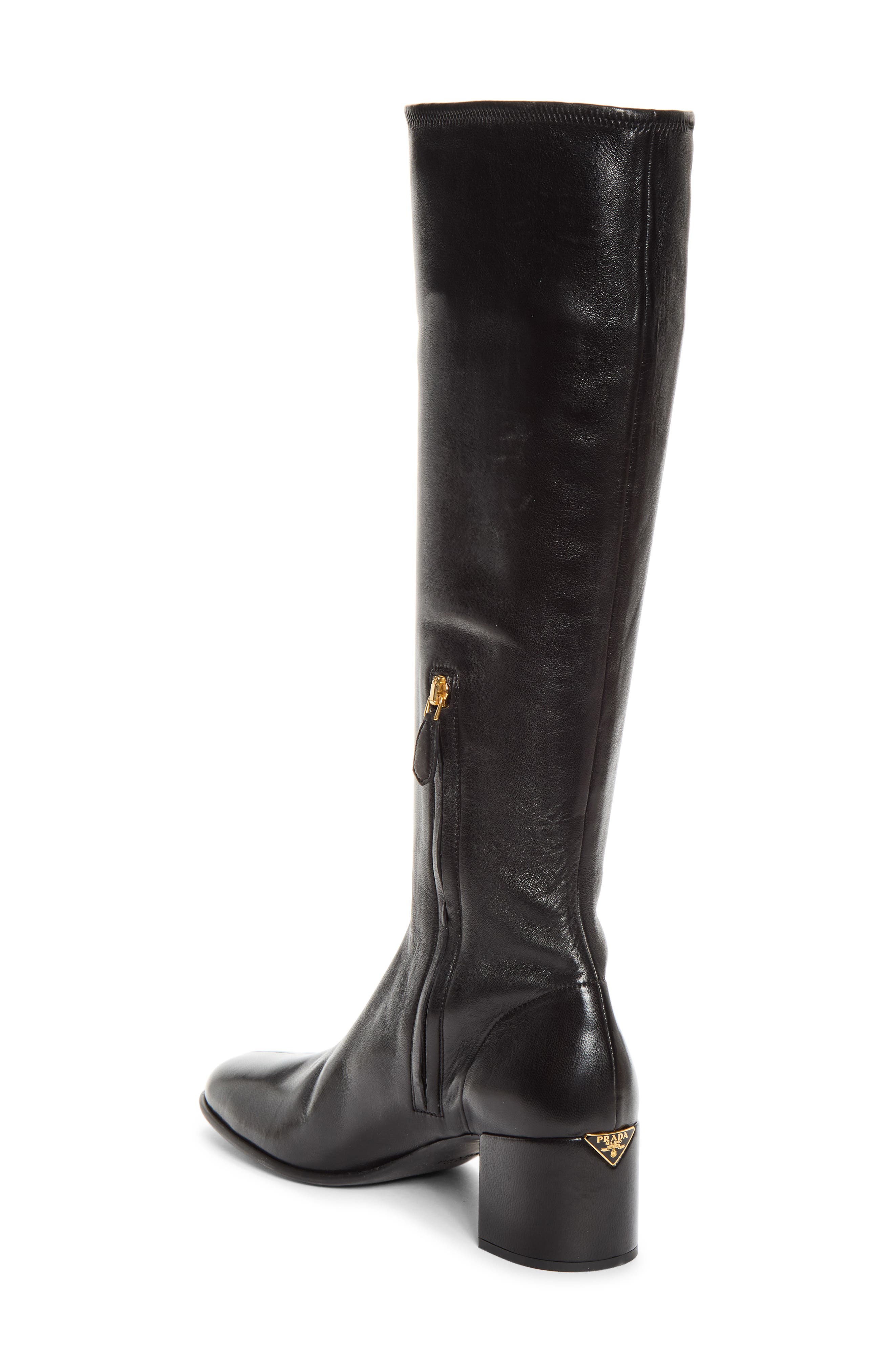 Stretch Leather Knee High Boot, Alternate, color, NERO