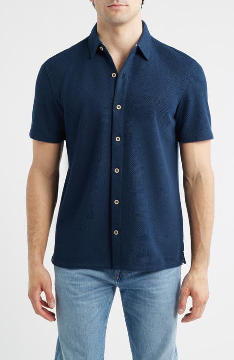 Linden Textured Short Sleeve Button-Up Shirt