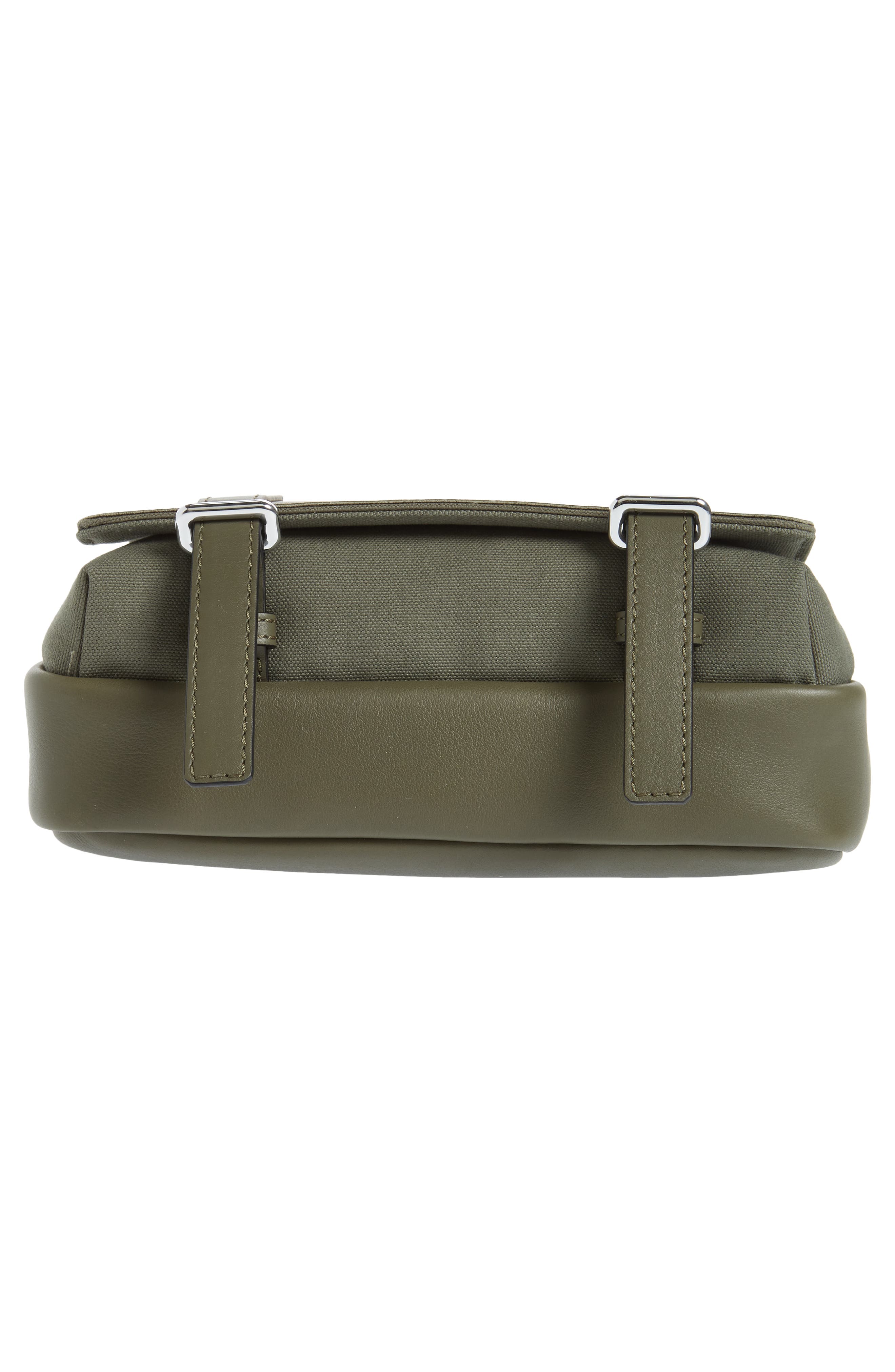 Loewe Extra Small Military Logo Leather & Canvas Messenger Bag, Alternate, color, 