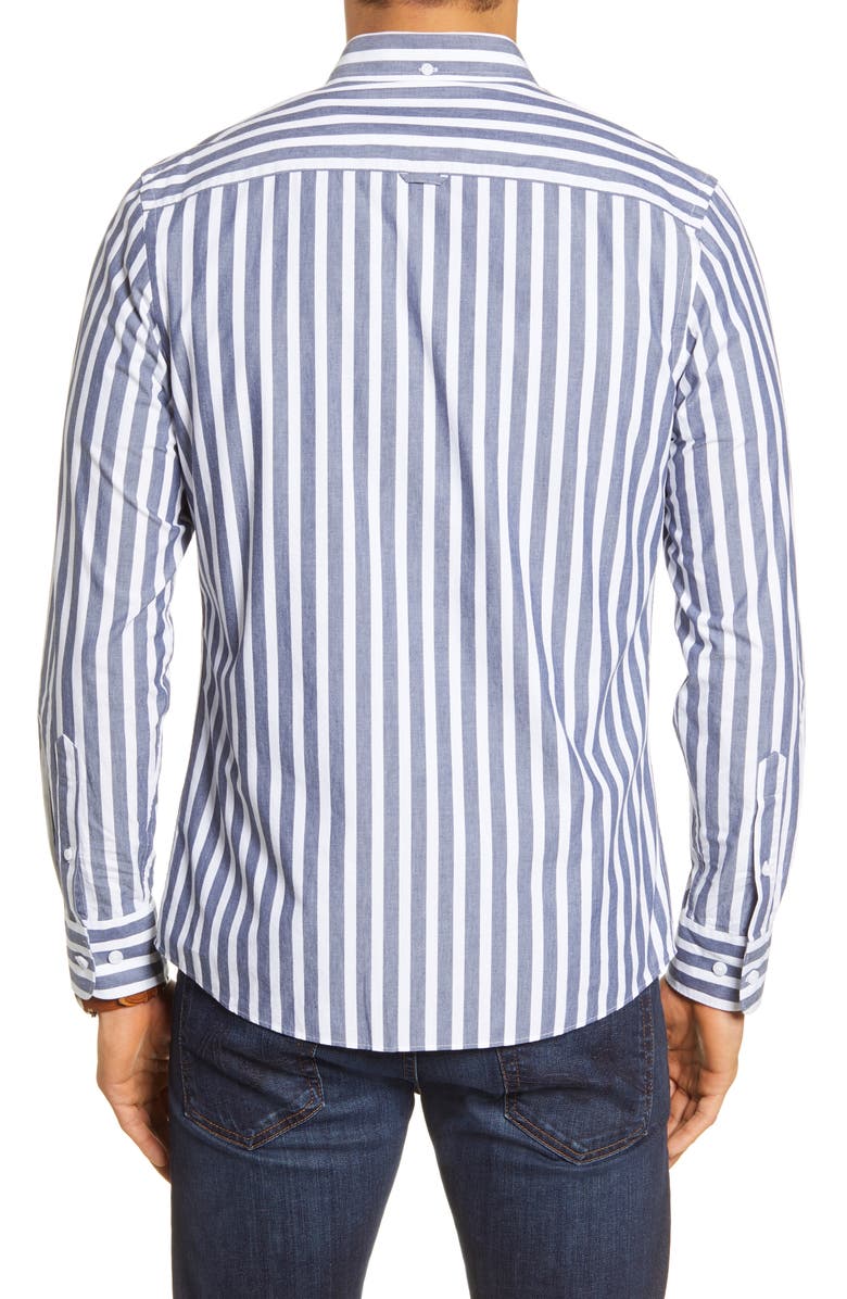 1901 Trim Fit Stripe Button-Down Shirt, Alternate, color, White- Navy Prep Stp