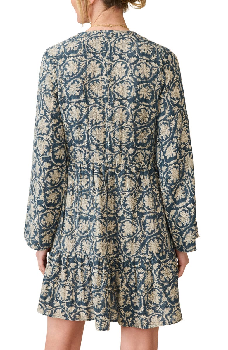 Faherty Dune Oceana Floral Long Sleeve Babydoll Dress, Alternate, color, Tranquil Tides Print