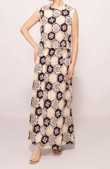 Crochet Detail Sleeveless Maxi Dress