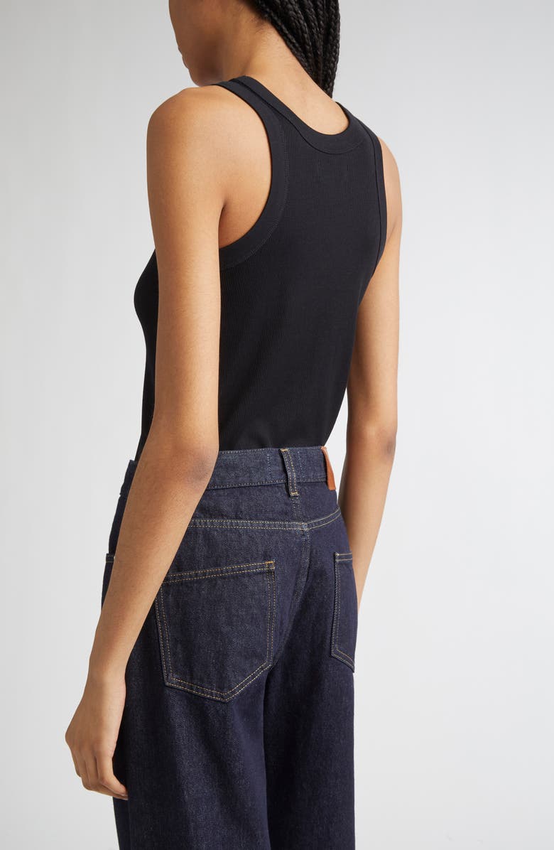 LOULOU DE SAISON Limba Mercerized Cotton Rib Tank, Alternate, color, Black