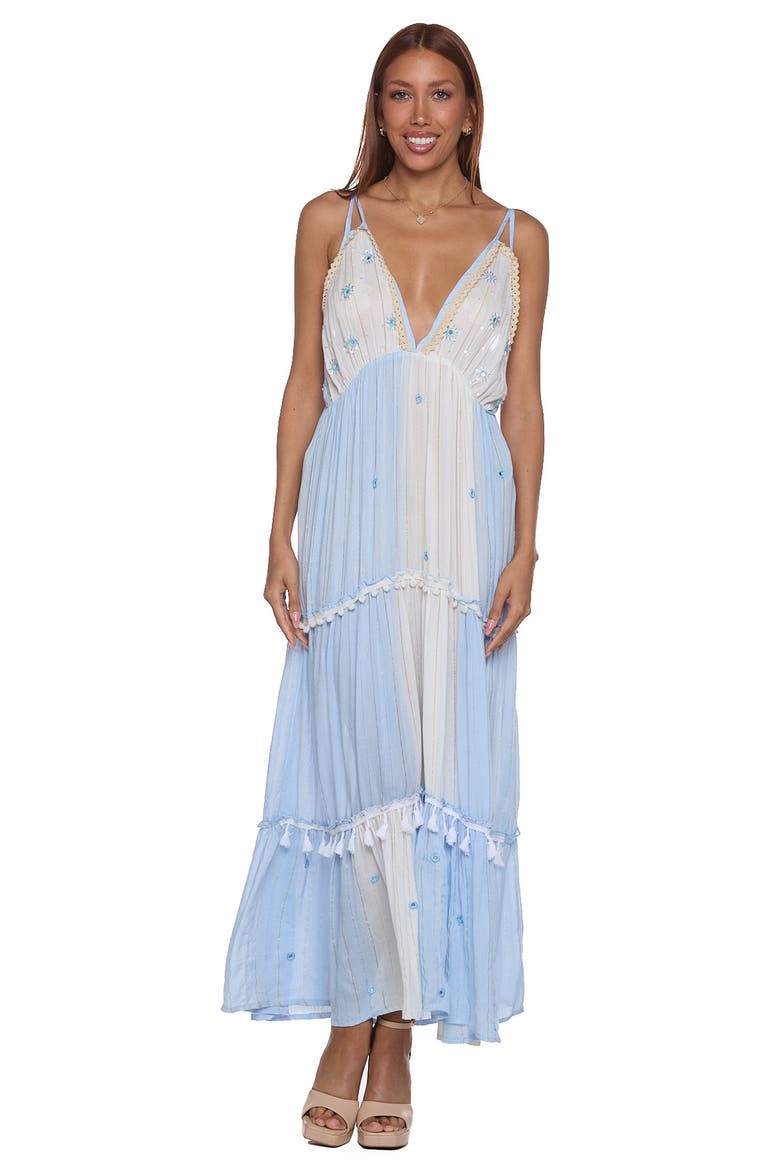 Embellished Cover-Up Maxi Dress, Alternate, color, BLUE