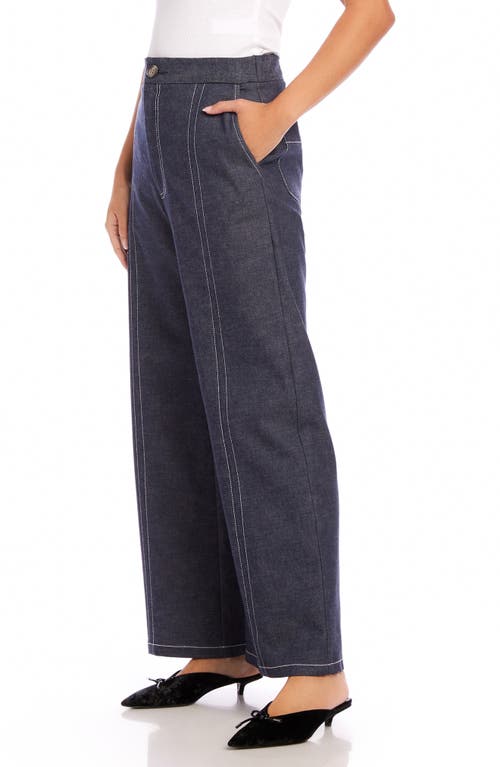 Fifteen Twenty Miles Wide Leg Stretch Cotton Twill Pants In Navy