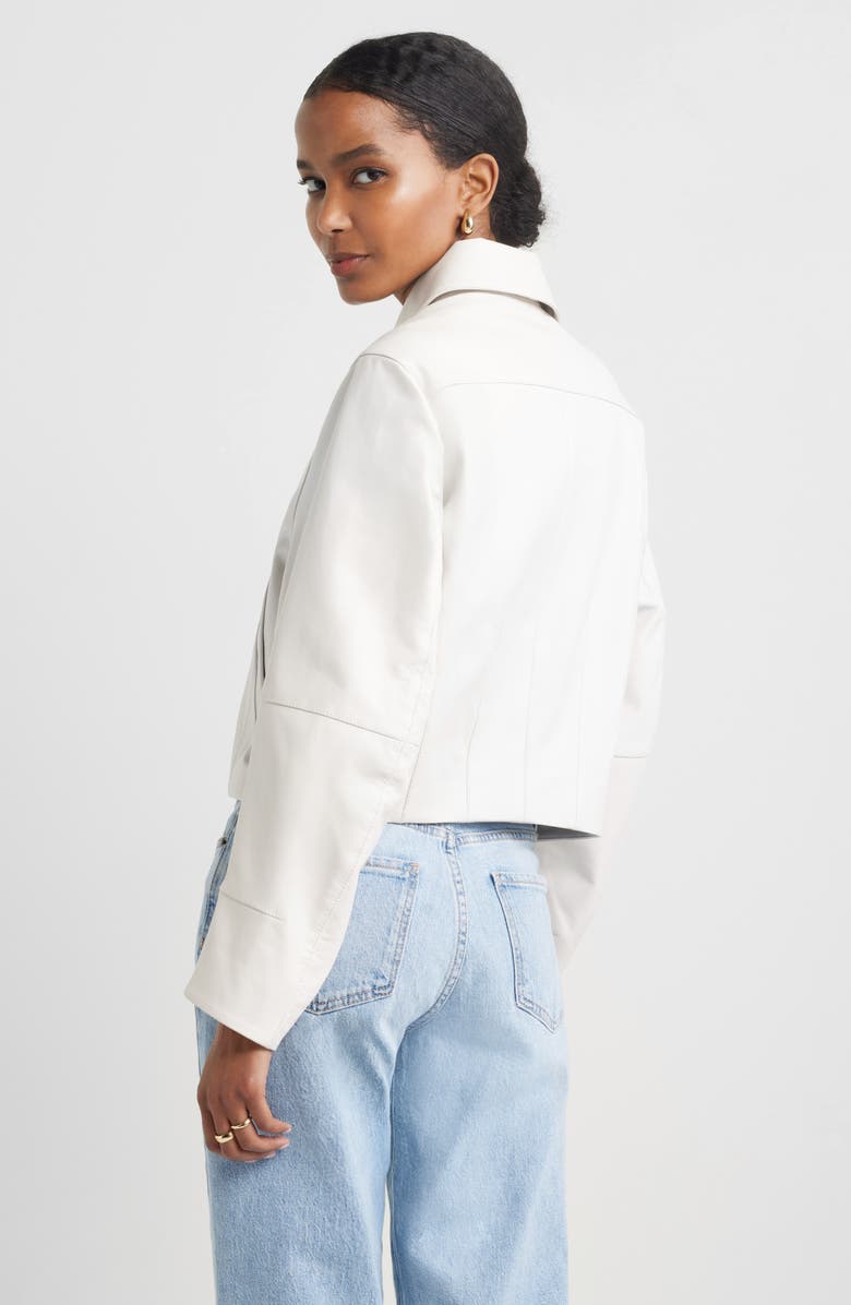 Nordstrom Crop Leather Jacket, Alternate, color, Ivory Tofu
