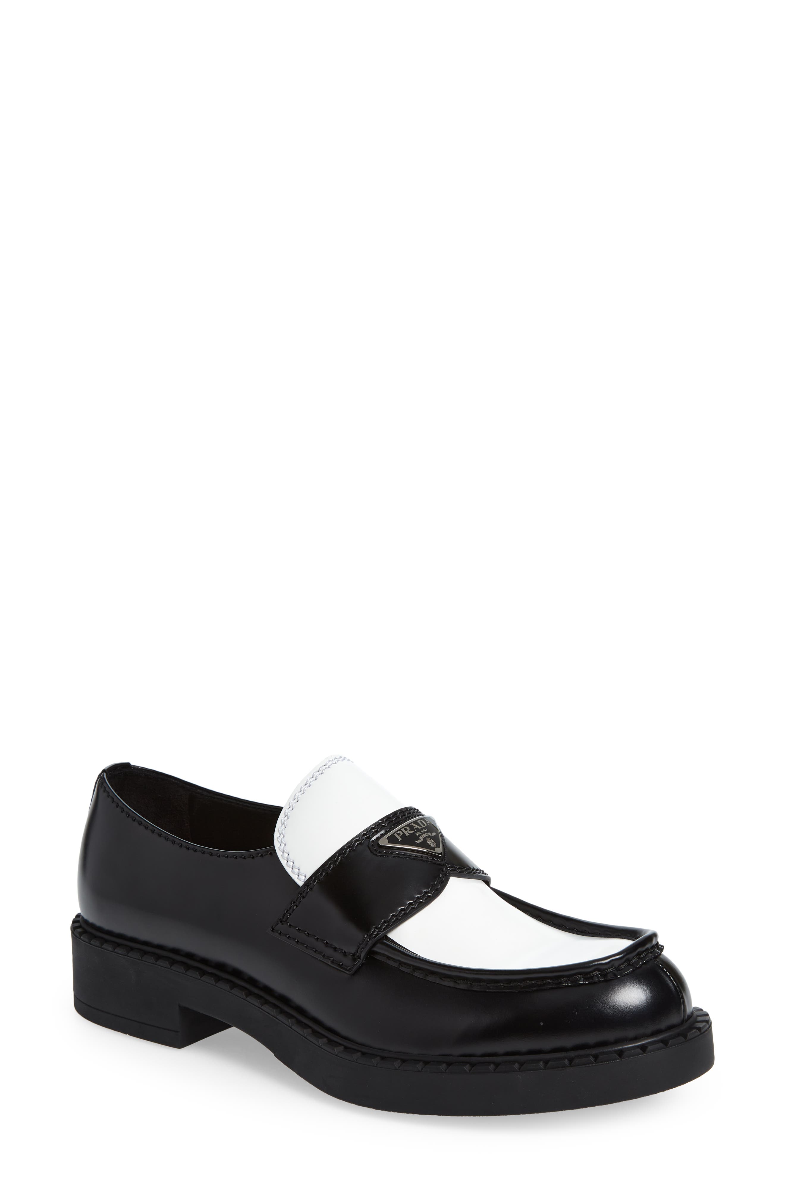 Prada Triangle Logo Loafer, Main, color, 
