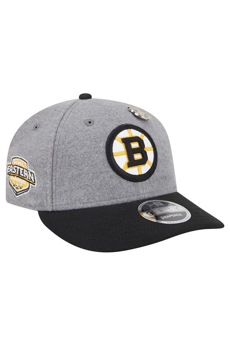 Men's New Era  Gray/Black Boston Bruins Wool Pin Low Profile 9FIFTY Snapback Hat, Main, color, Gray