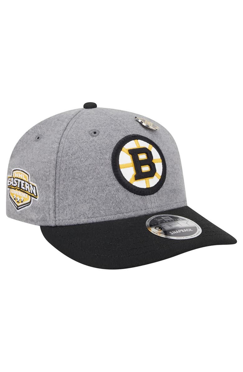 New Era Men's New Era  Gray/Black Boston Bruins Wool Pin Low Profile 9FIFTY Snapback Hat, Main, color, Gray