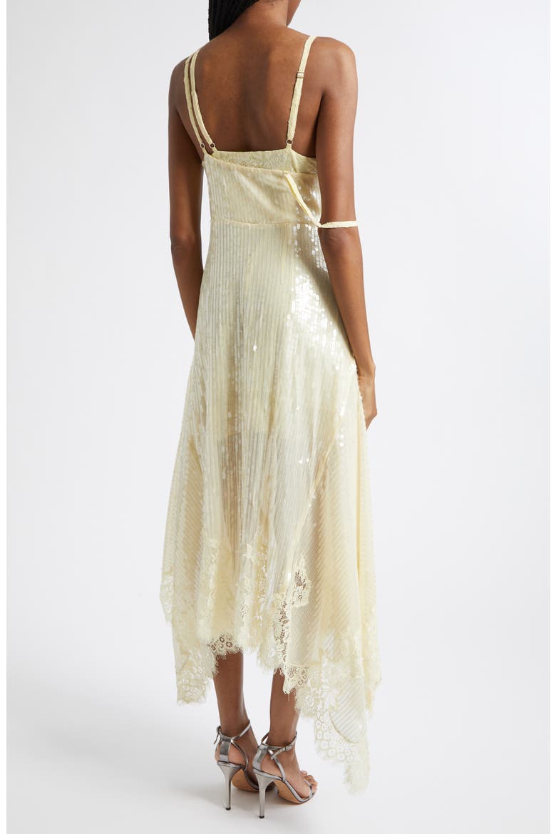 Lace Trim Sequin Double Layer Slipdress, Alternate, color, SOFT YELLOW