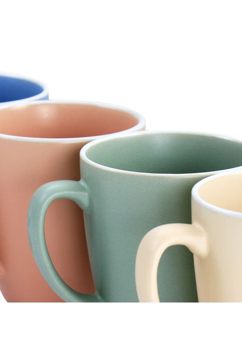 4pc 17.5oz Stoneware Mug Set in Matte Assorted Colors, Alternate, color, Blue
