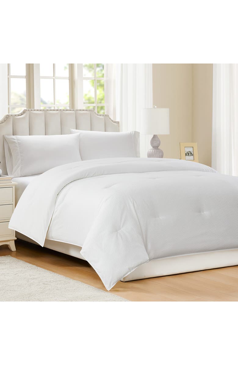 Modern Threads Reversible Microfiber Comforter, Main, color, White Check