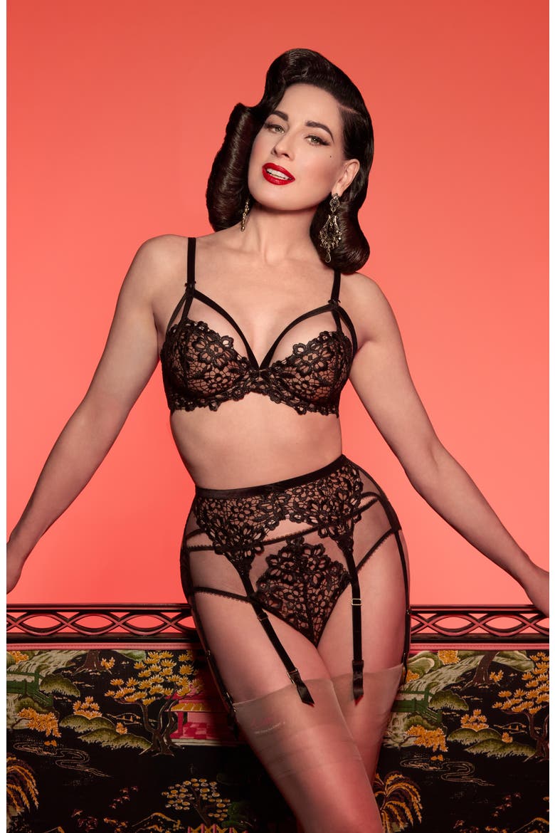 Dahlia Suspender Belt, Alternate, color, BLACK