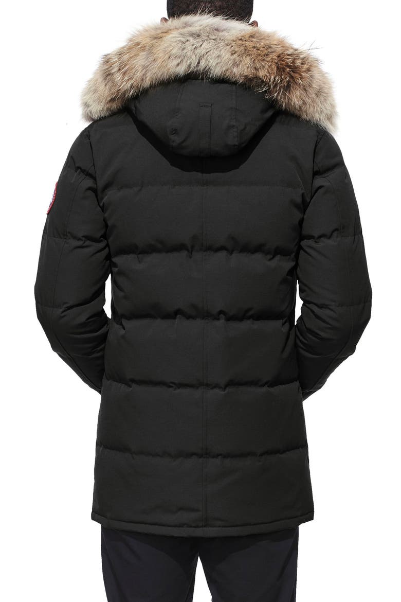 Carson Fusion Fit Hooded Down Parka with Genuine Coyote Fur Trim, Alternate, color, BLACK