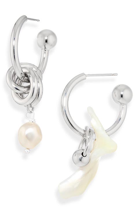 Tyler Mismatched Faux Pearl Earrings