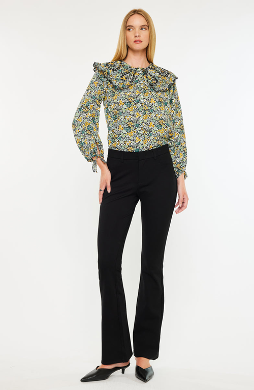Kancan Ally Mid Rise Ponte Bootcut Pants In Black
