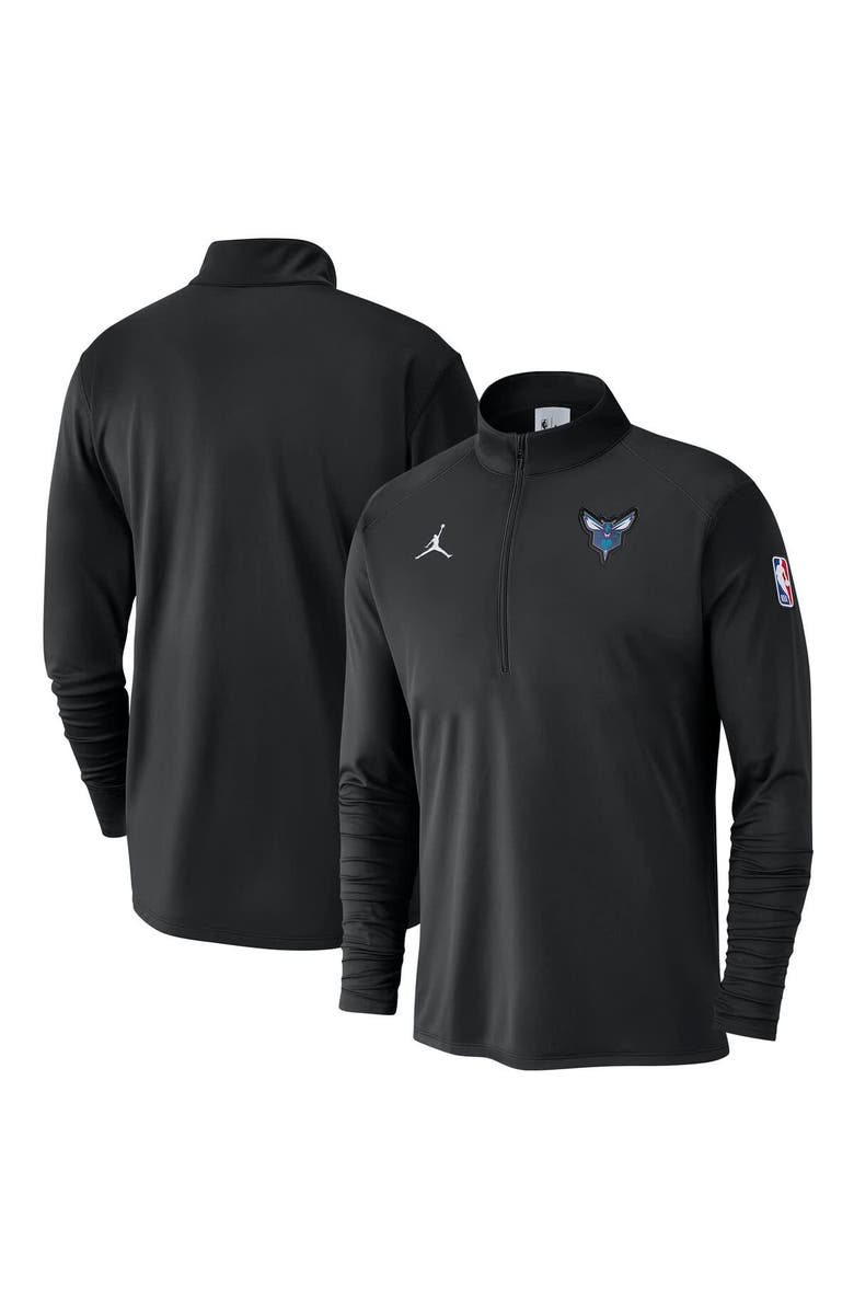Jordan Brand Men's Jordan Brand Black Charlotte Hornets 2024/25 Courtside Performance Half-Zip Top, Main, color, 