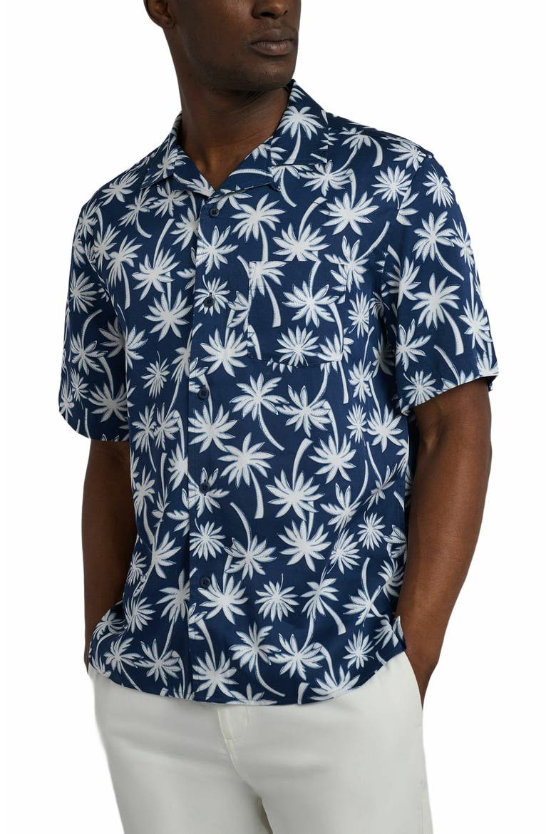 Tencel Vacation Shirt, Alternate, color, DEEP NAVY MULTI