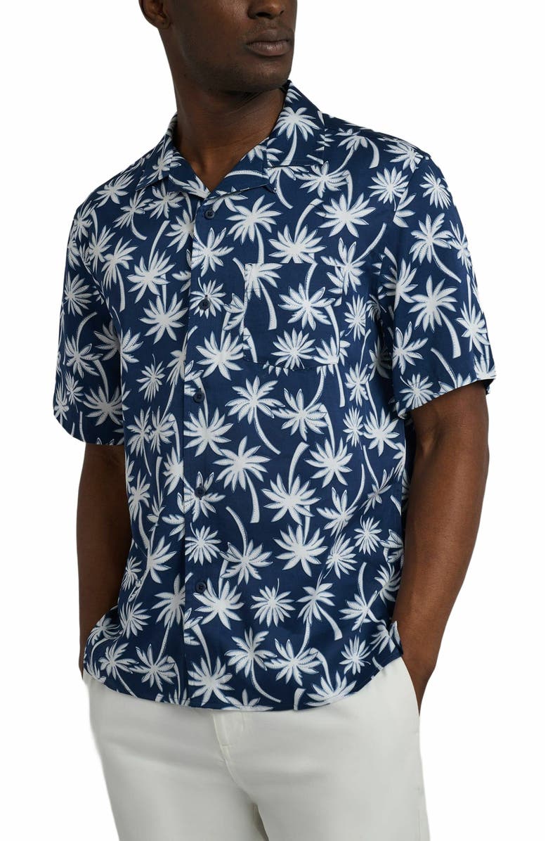 Onia Tencel Vacation Shirt, Alternate, color, Deep Navy Multi