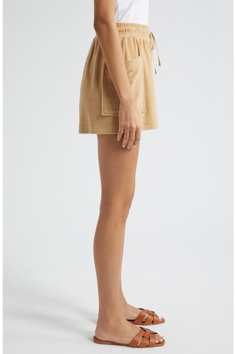 Terry Cloth Drawstring Shorts, Alternate, color, SAND CASTLE
