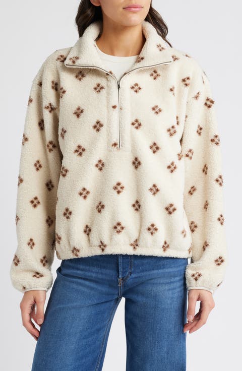 Geo Print Half Zip Fleece Pullover
