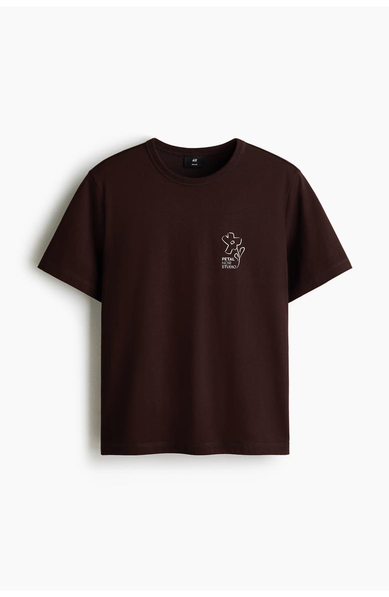 H&M Regular Fit Coolmax<sup>®</sup> T-shirt, Main, color, Dark Brown/Petal Noir Studio
