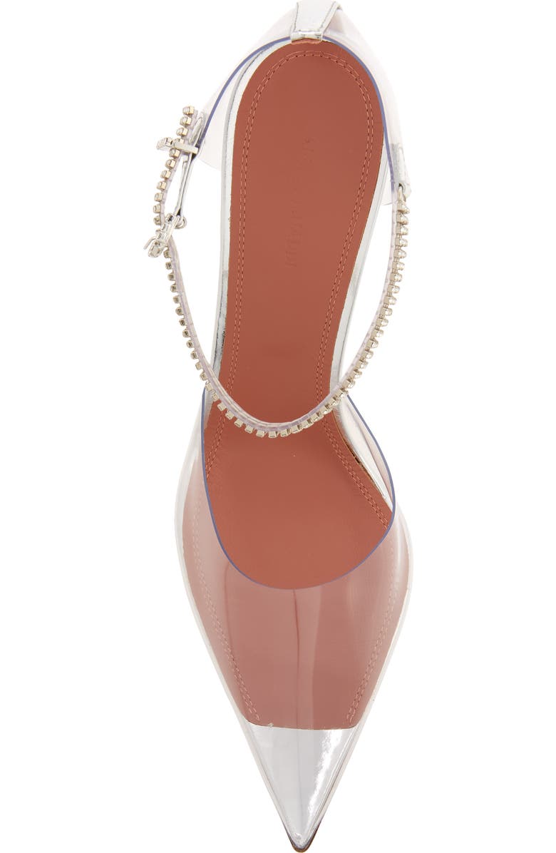 Amina Muaddi Ursina Crystal Strap Pointed Toe Clear Pump, Alternate, color,