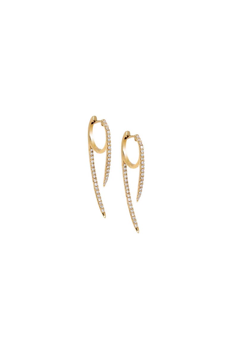 Diamond Pave Clawed Front Back Huggie Earring 14K, Main, color, 14K Gold